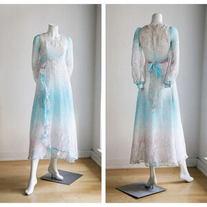 Cherry  Blossom Watercolour print Chiffon Dress